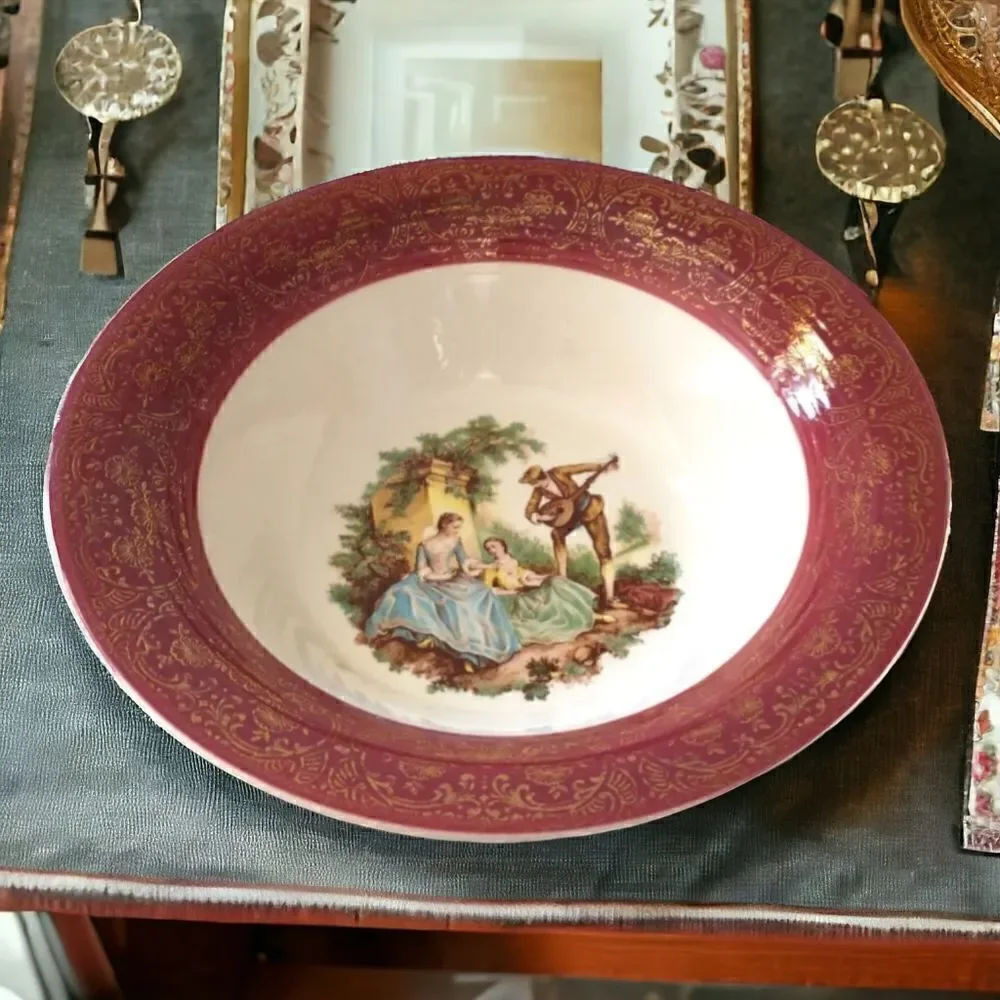 Sebring Pottery SERENADE Serving‎ Bowl Courting Couple Dish Romantic Victorian